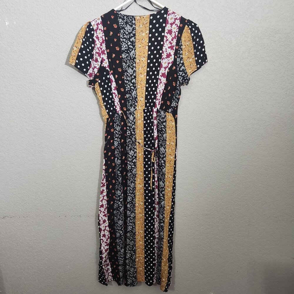 Colorful Forever 21 Dress long Small Patchwork Polka Dots & Florals Cottagecore - Picture 5 of 13